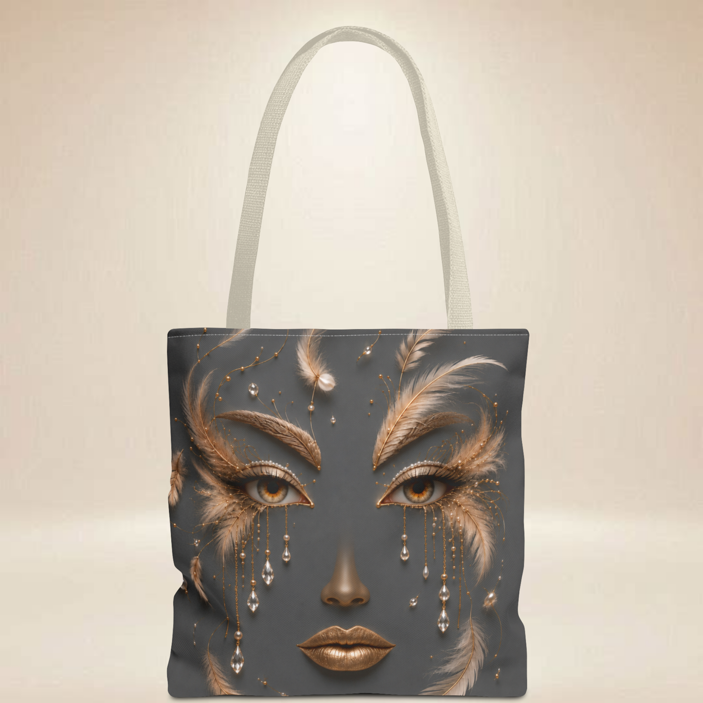 Feather Face Tote Bag | Double-Sided Art Tote