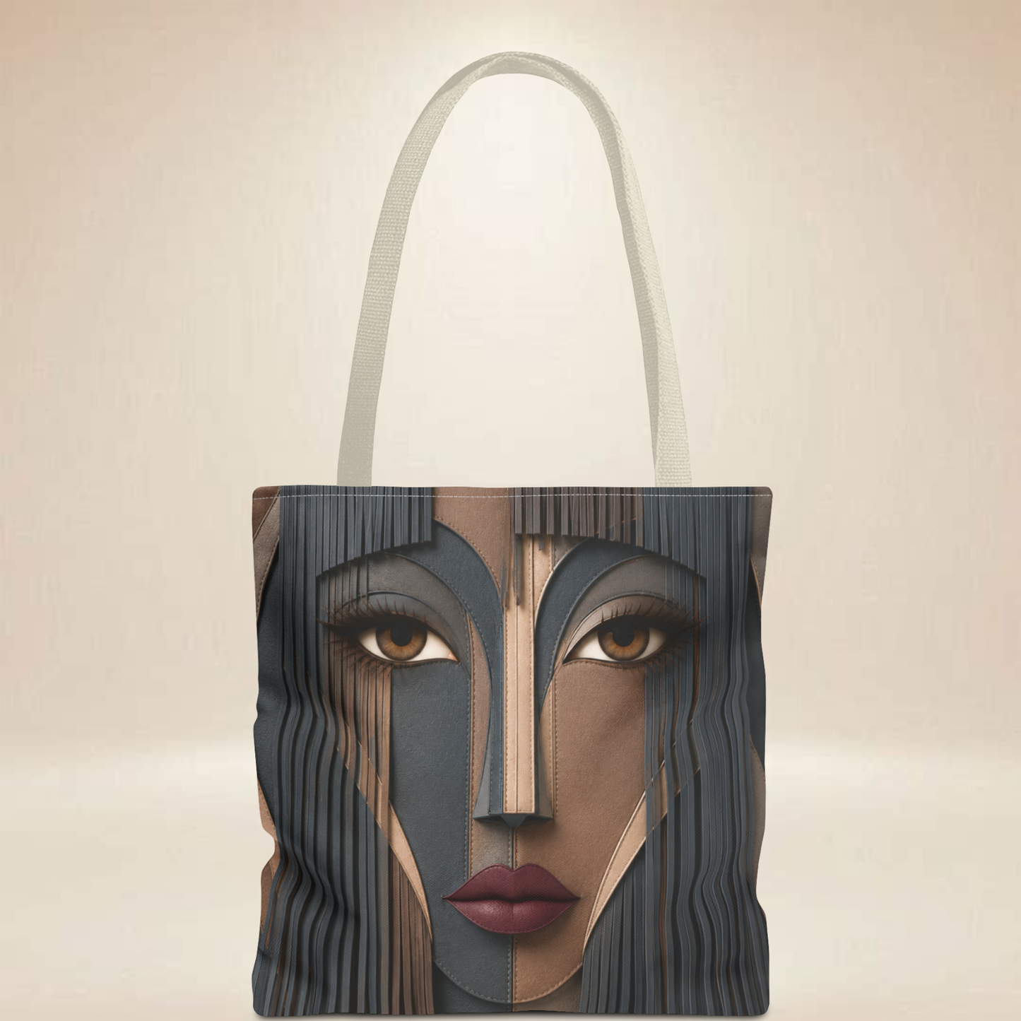 Fringe Inspired Face Tote Bag | Double-Sided Geometric Art Tote