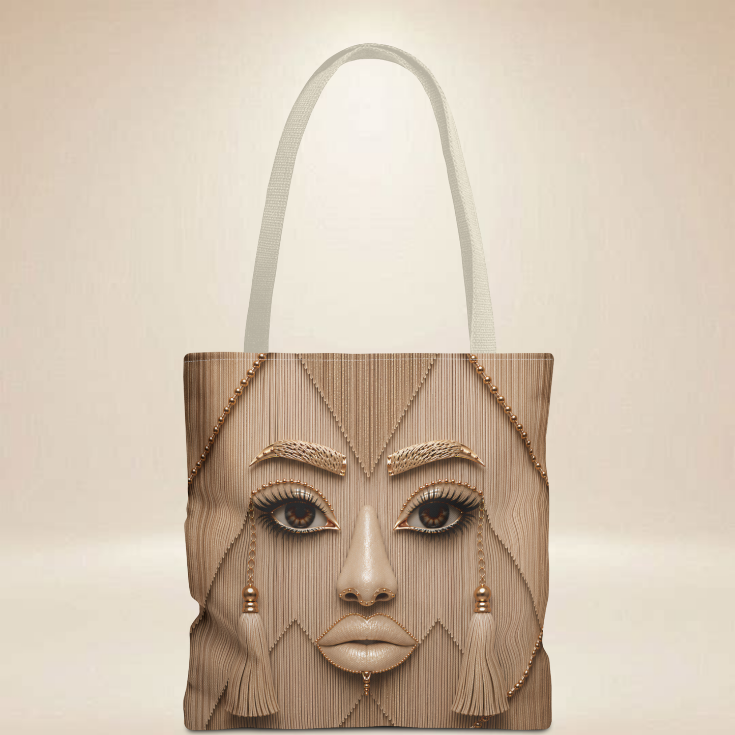 Neutral Face Tote Bag | Double-Sided Art Deco Tote