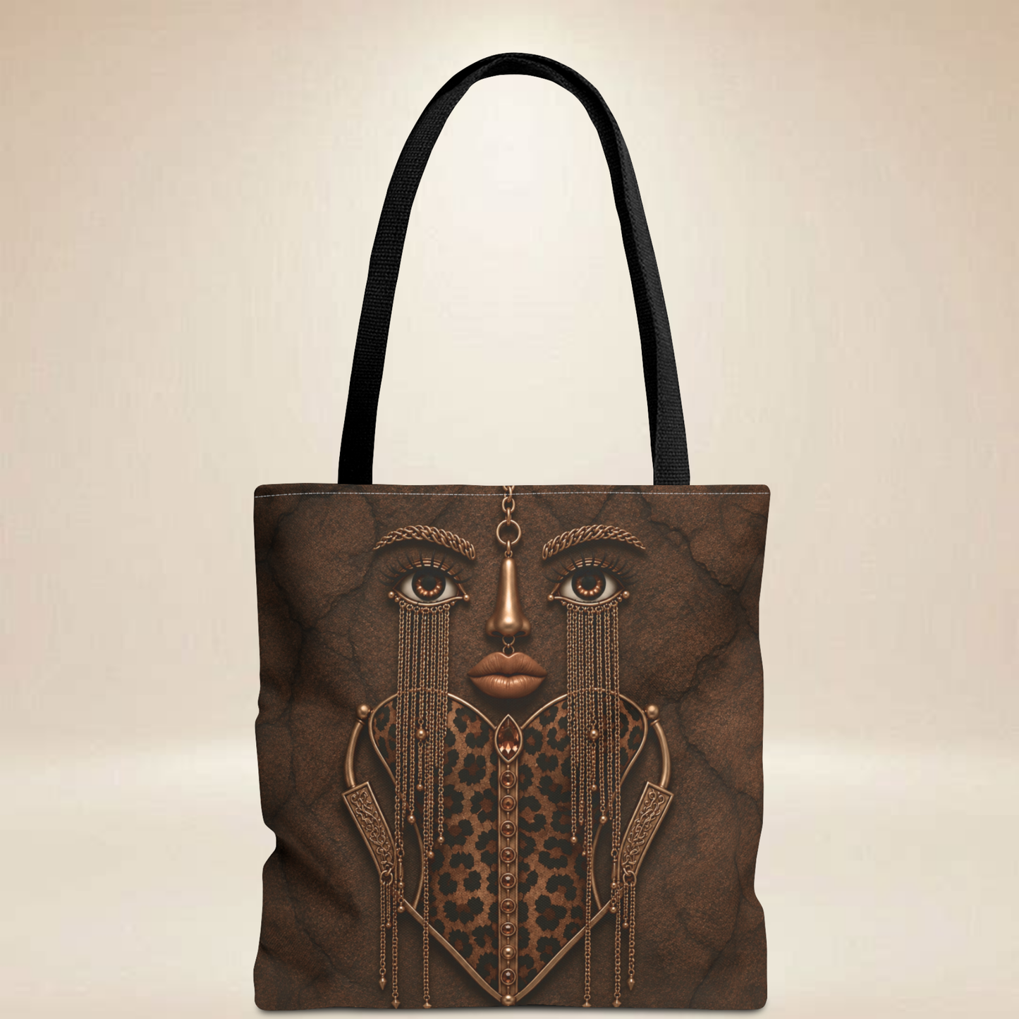 Leopard Corset Face Tote Bag | Double-Sided Portrait Tote