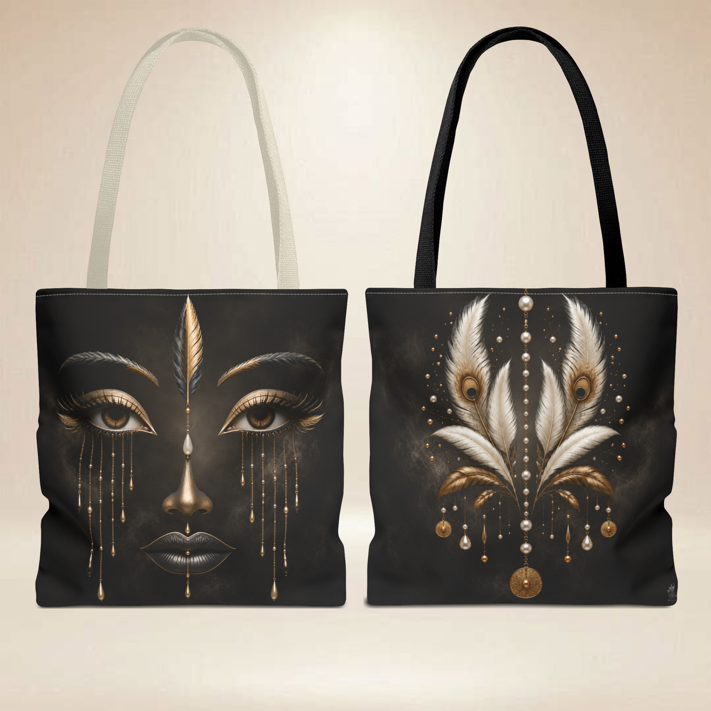 Feather Face Tote Bag | Double-Sided Art Tote