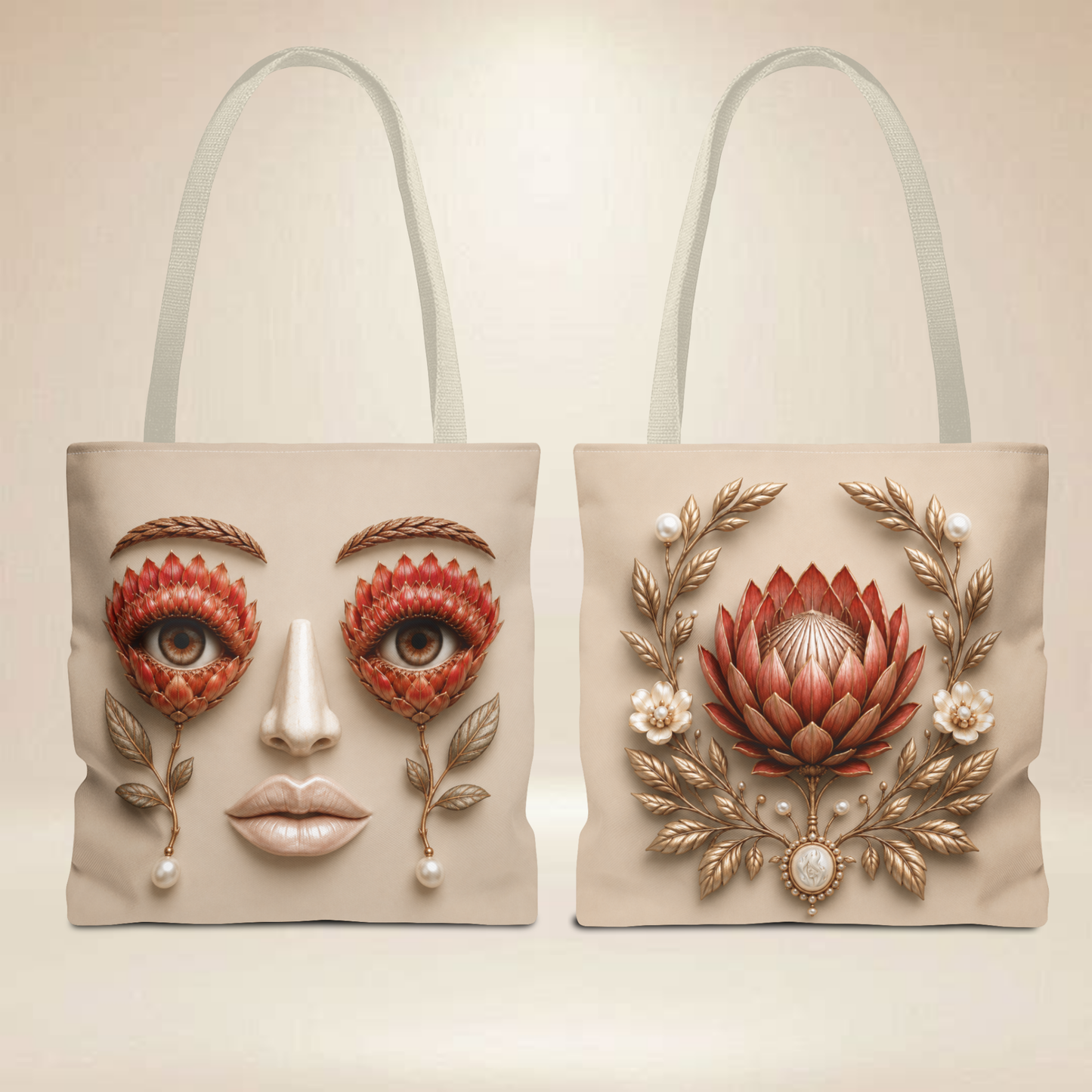Protea Face Tote Bag | Double-Sided Floral Art Tote