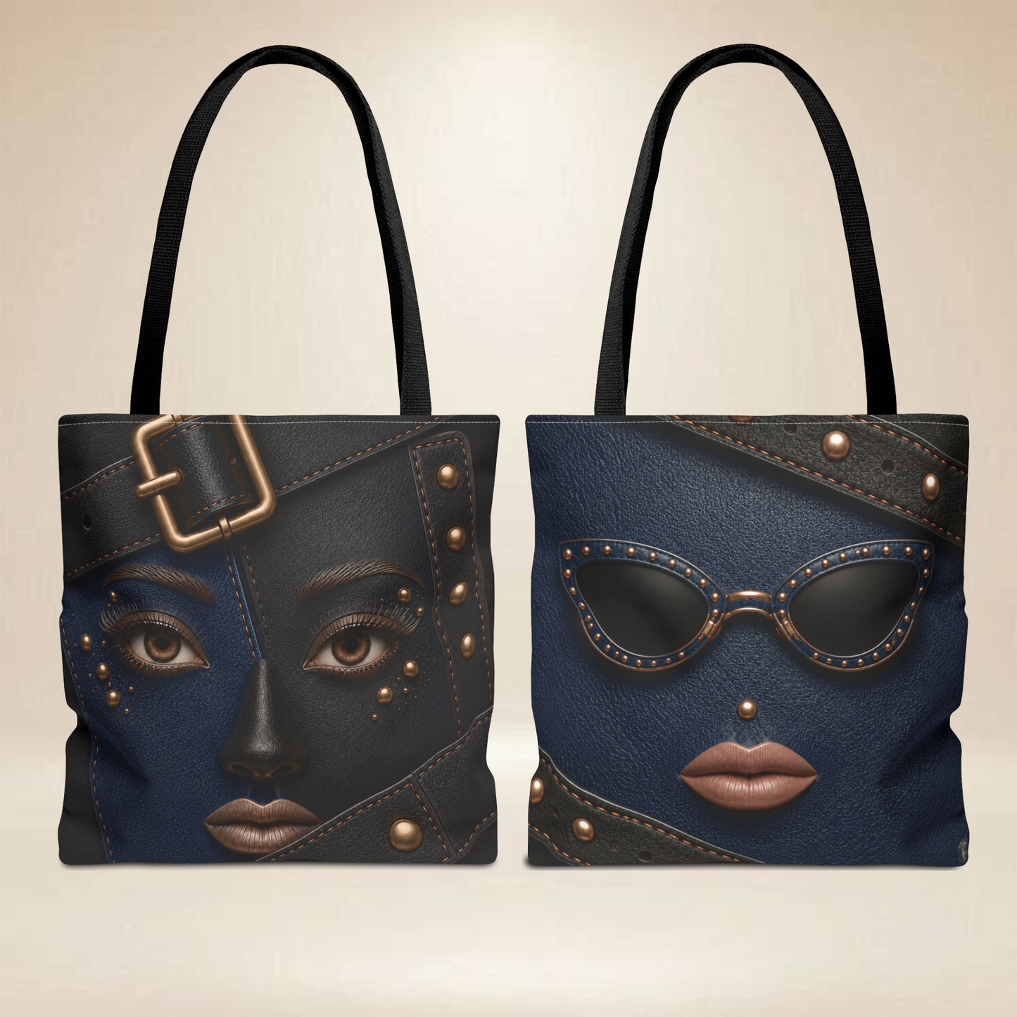 Blue Portrait Tote Bag | Double-Sided Art Tote