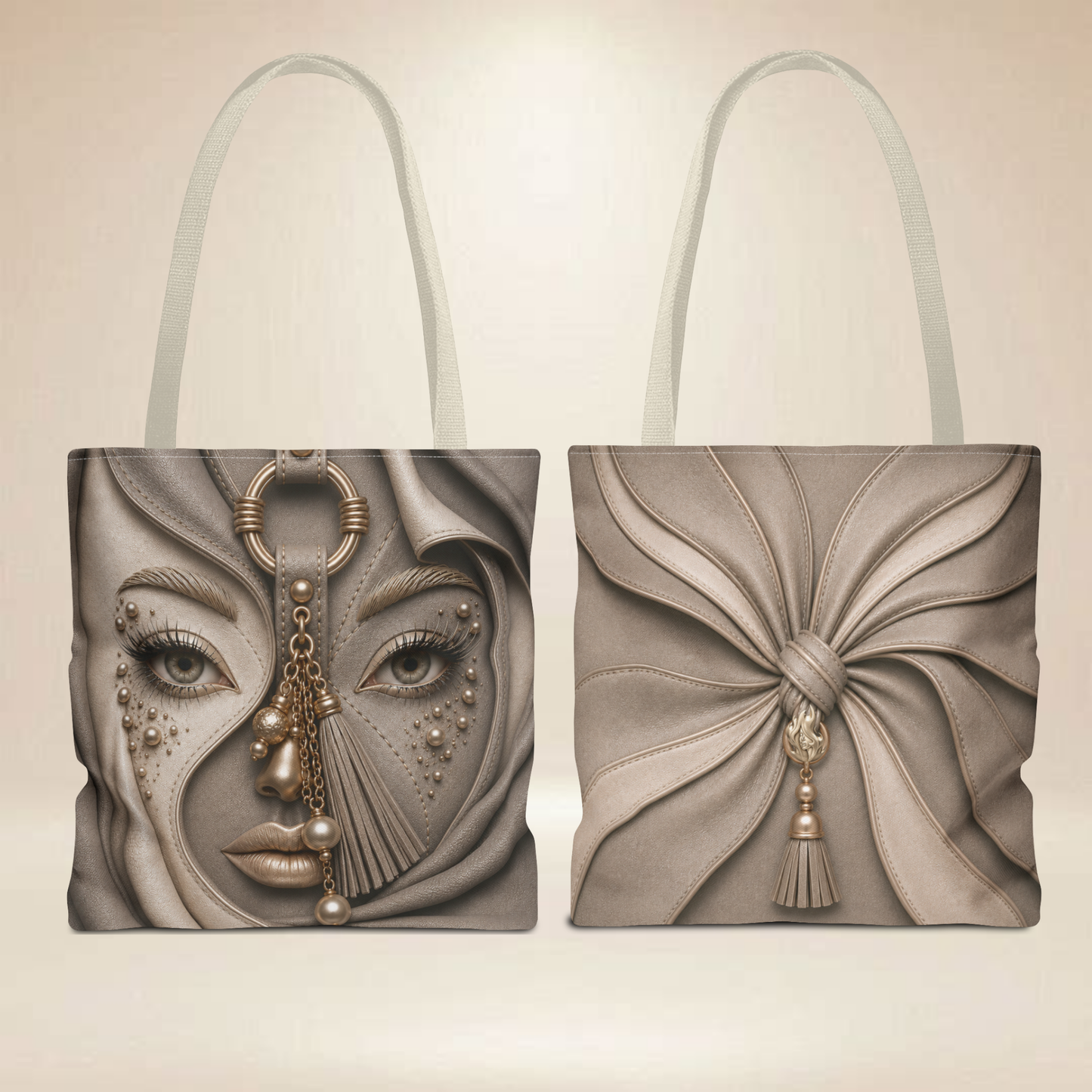 Neutral Portrait Tote Bag | Double-Sided Art Tote