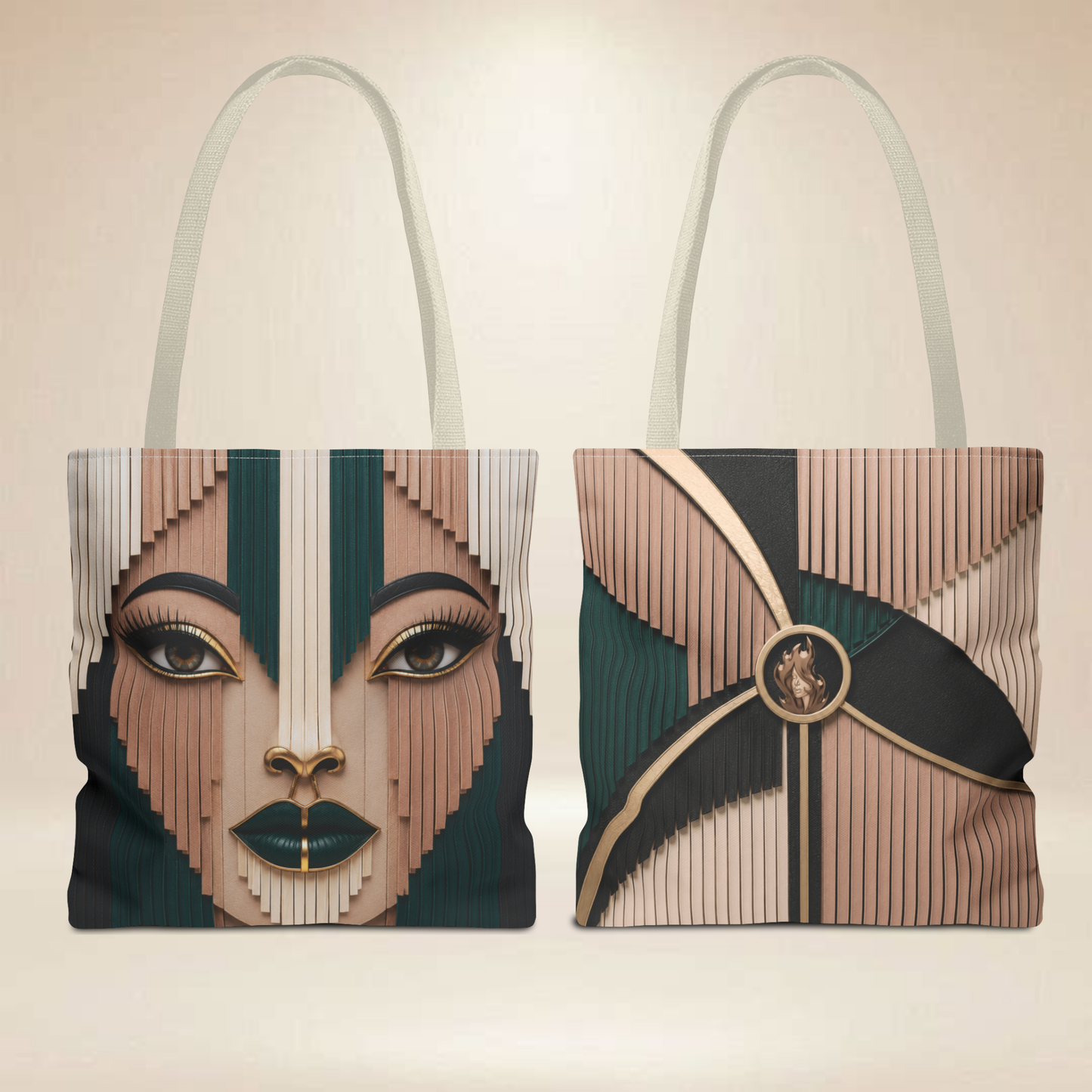 Fringe Inspired Face Tote Bag | Double-Sided Art Deco Tote Bag