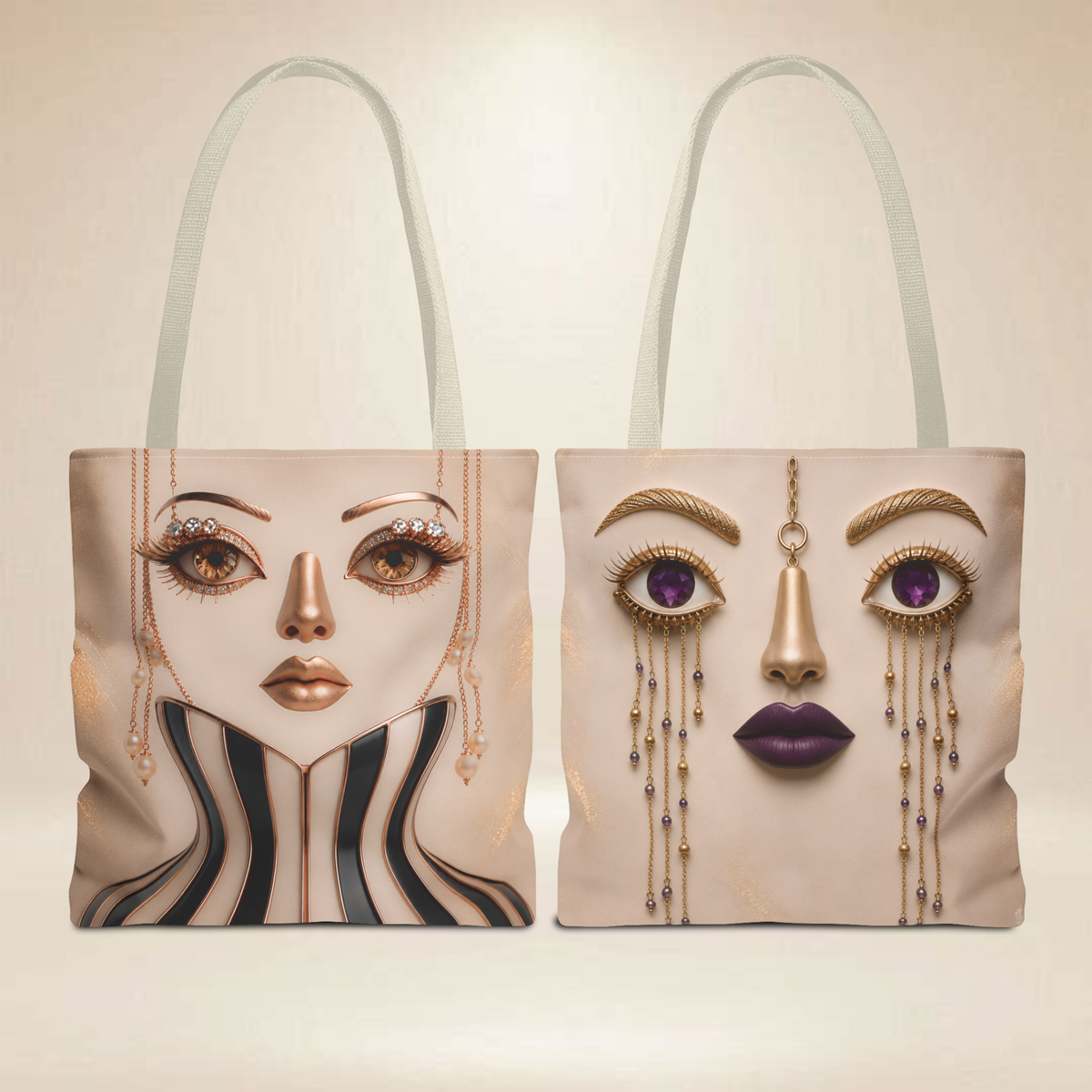 Corset Face Tote Bag | Double-Sided Portrait Tote