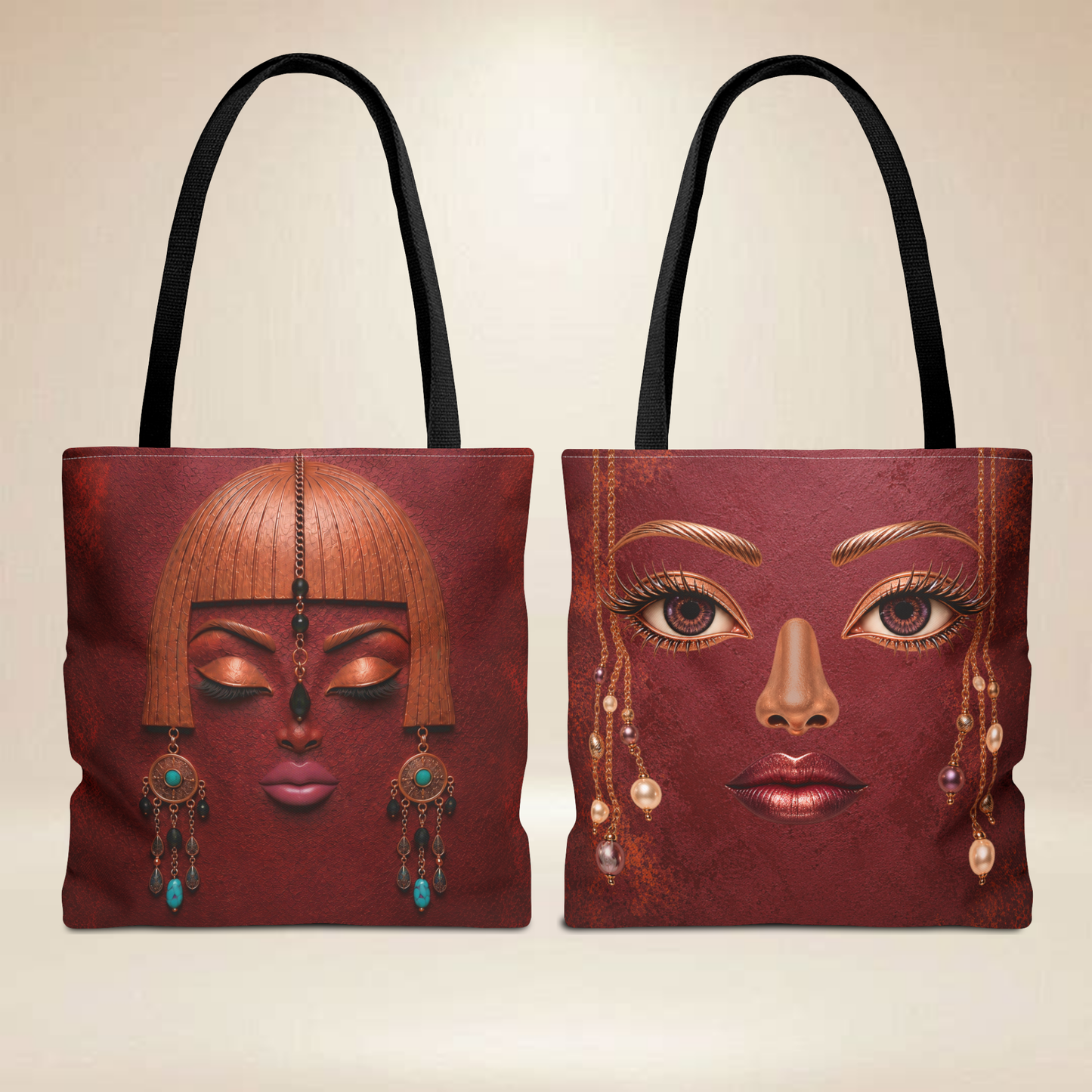 Red Face Tote Bag | Double-Sided Portrait Tote