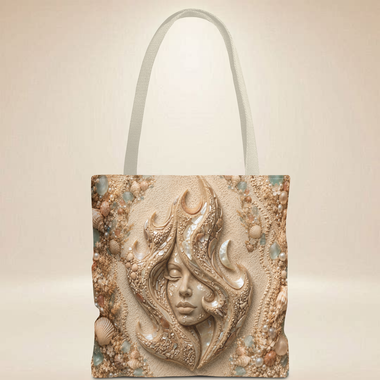 Seashell Face Tote Bag – Double-Sided Coastal Art Tote
