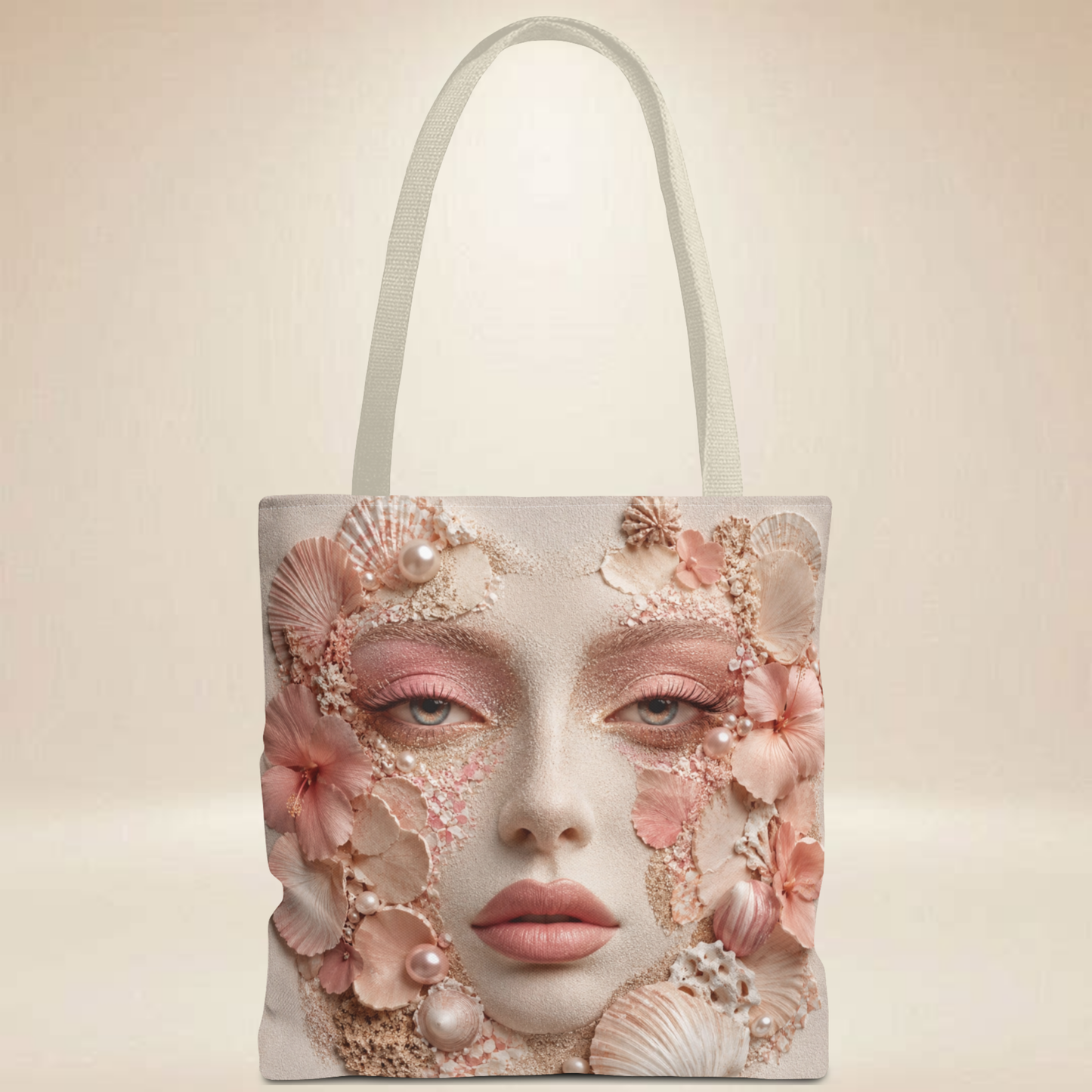 Seashell Face Tote Bag | Pink Seashell Face Double-Sided Tote