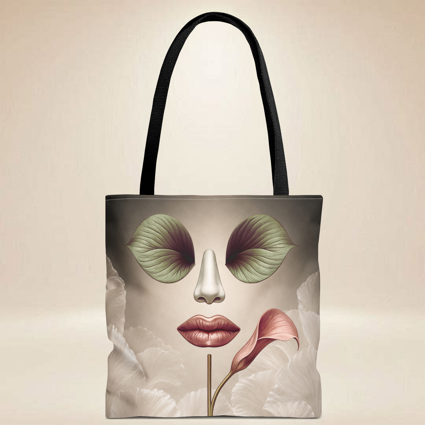 Botanical Face Tote Bag | Double-Sided Floral Art Tote