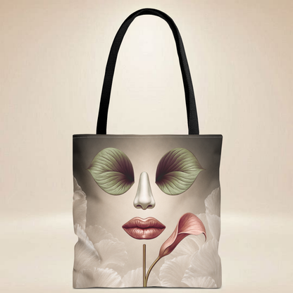 Botanical Face Tote Bag | Double-Sided Floral Art Tote