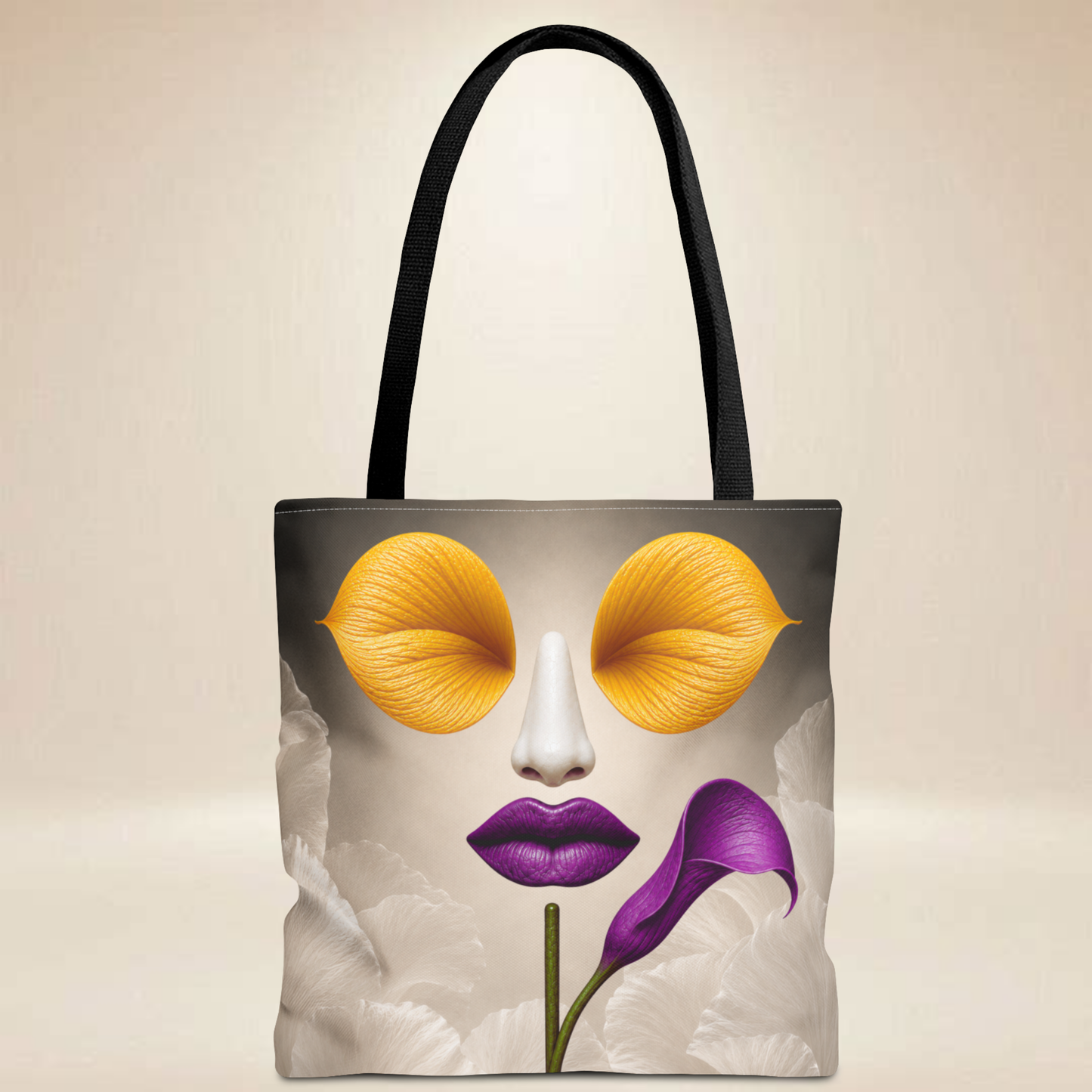 Calla Lily & Floral Face Tote Bag | Double-Sided Art Tote