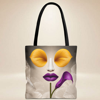 Calla Lily & Floral Face Tote Bag | Double-Sided Art Tote