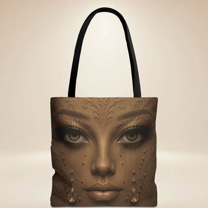 Bronze Face Tote Bag | Double-Sided Crystal Art Tote