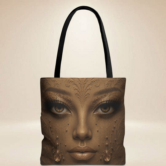 Bronze Face Tote Bag | Double-Sided Crystal Art Tote