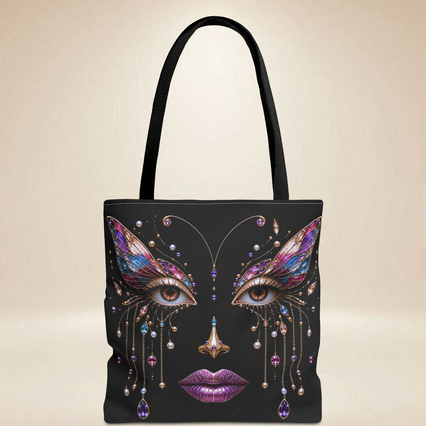 Butterfly Face Tote Bag | Double-Sided Art Tote