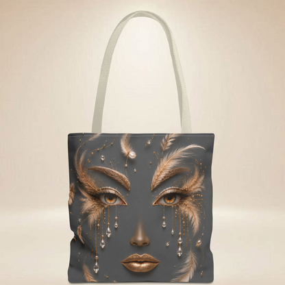 Feather Face Tote Bag | Double-Sided Art Tote