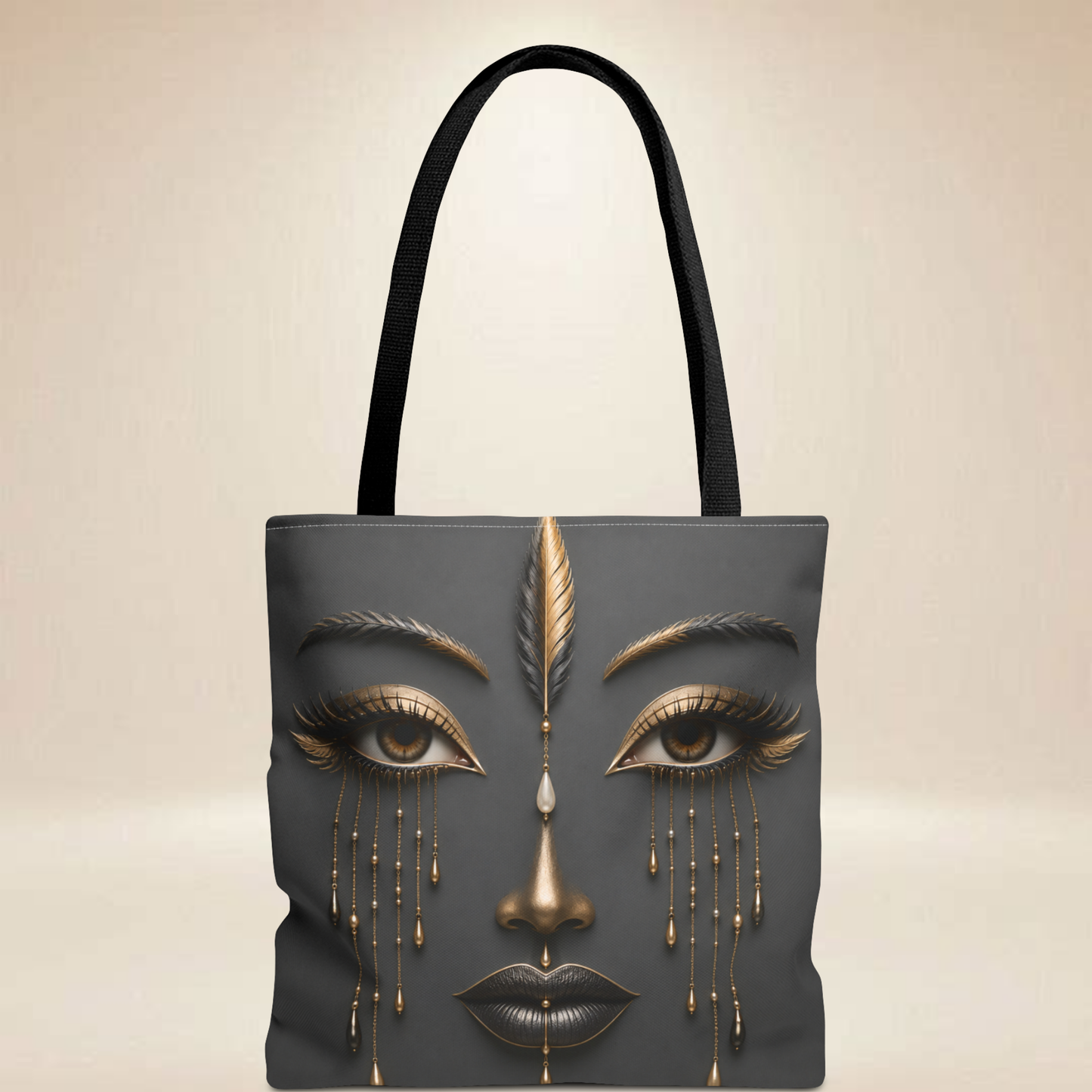 Feather Face Tote Bag | Double-Sided Art Tote