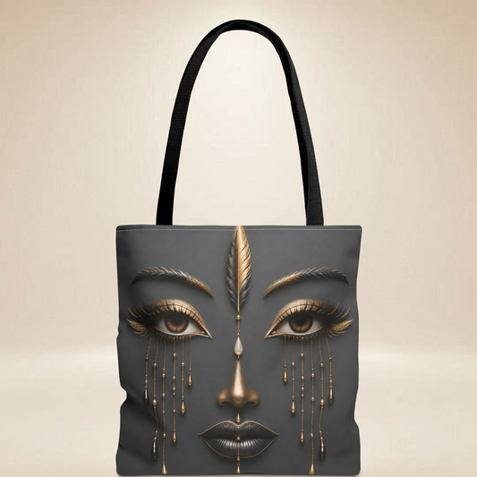 Feather Face Tote Bag | Double-Sided Art Tote
