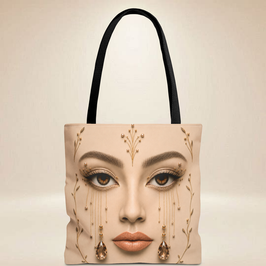 Gold Face Tote Bag | Double-Sided Portrait Tote