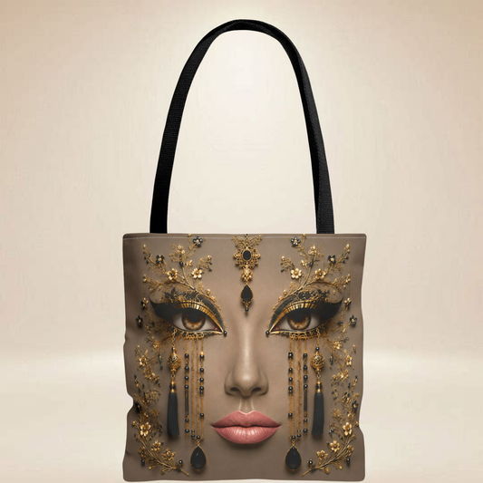 Gold Face Tote Bag | Double-Sided Art Tote