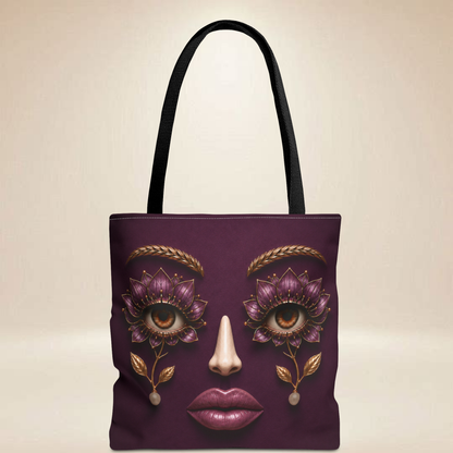 Mystic Lotus Face Tote Bag — Double - Sided Art Tote
