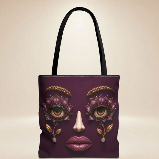 Mystic Lotus Face Tote Bag — Double - Sided Art Tote