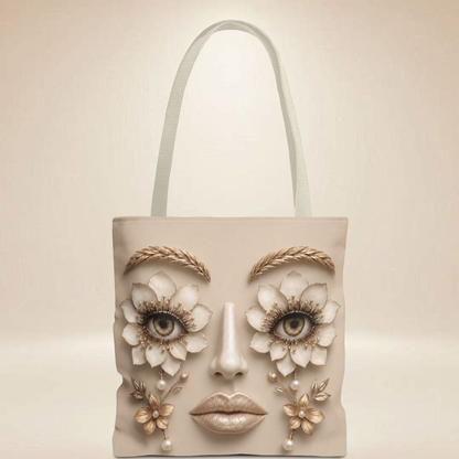 Floral Face Tote Bag | Double-Sided Art Tote