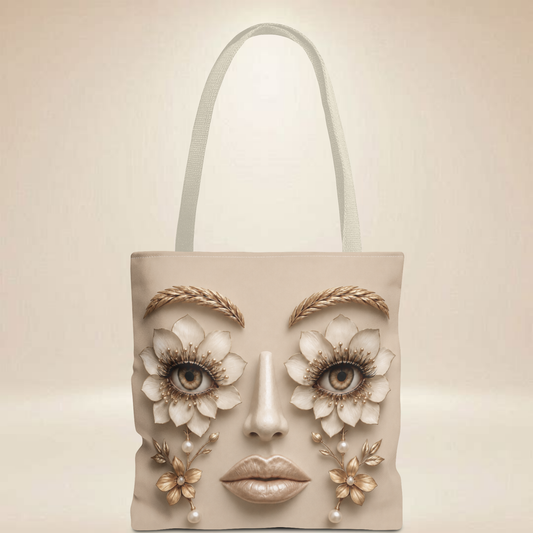 Floral Face Tote Bag | Double-Sided Art Tote