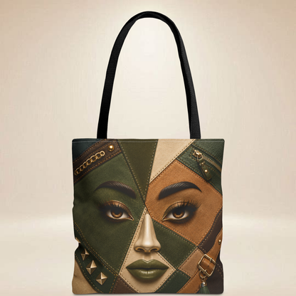 Tote Patchwork Face Tote Bag | Double-Sided Art Tote