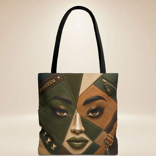 Tote Patchwork Face Tote Bag | Double-Sided Art Tote