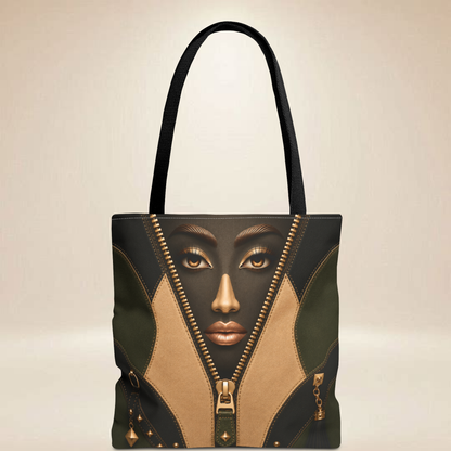 Zipper Reveal Portrait Tote Bag | Double-Sided Art Tote