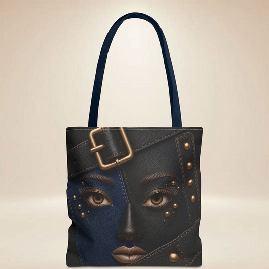 Blue Portrait Tote Bag | Double-Sided Art Tote