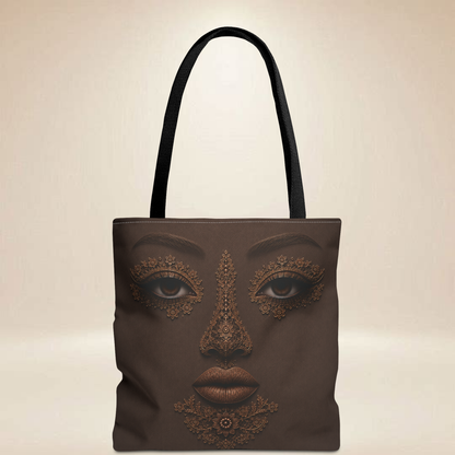 Lace Inspired Face Tote Bag | Double-Sided Art Tote
