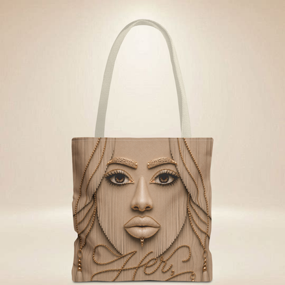 Art Deco Face Tote Bag | Double-Sided Neutral Art Tote