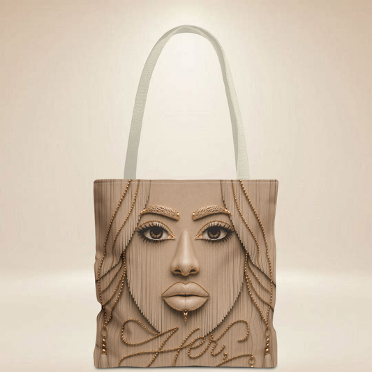 Art Deco Face Tote Bag | Double-Sided Neutral Art Tote