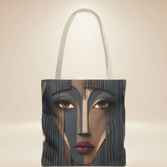 Fringe Inspired Face Tote Bag | Double-Sided Geometric Art Tote