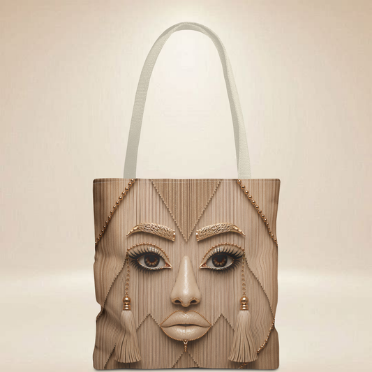 Neutral Face Tote Bag | Double-Sided Art Deco Tote