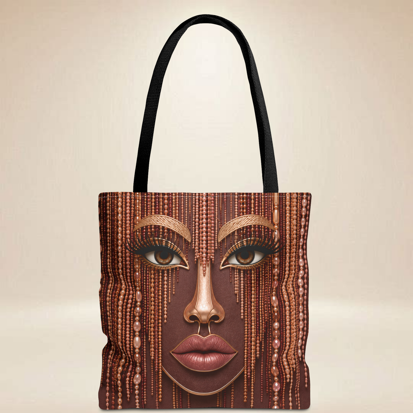 Bead Face Tote Bag | Double-Sided Glam Art Tote