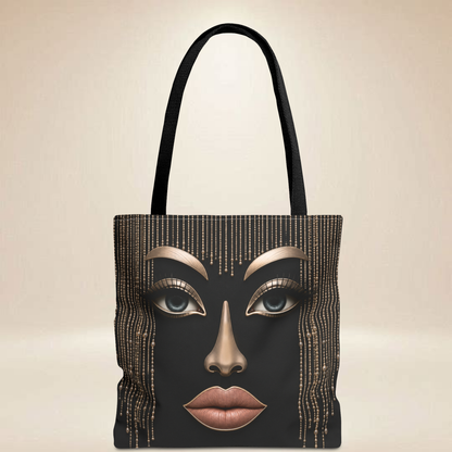 Glam Face Tote Bag | Double-Sided Metallic Art Tote