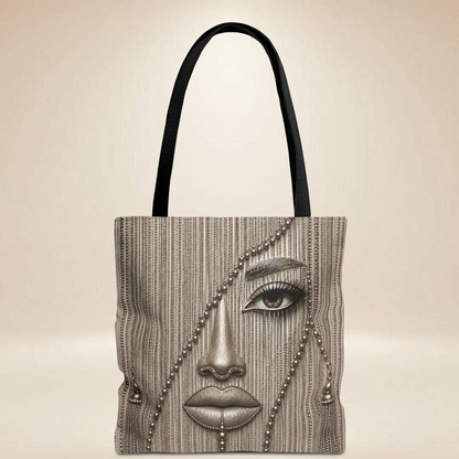 Beaded Fringe Portrait Tote Bag — Boho Chic Statement Beach & Market Tote