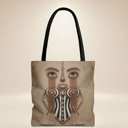 Corset Face and Moon Tote Bag | Double-Sided Tote Bag