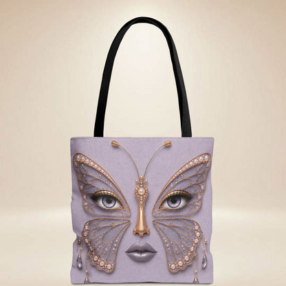 Butterfly Face Tote Bag | Double-Sided Pearl Portrait Tote