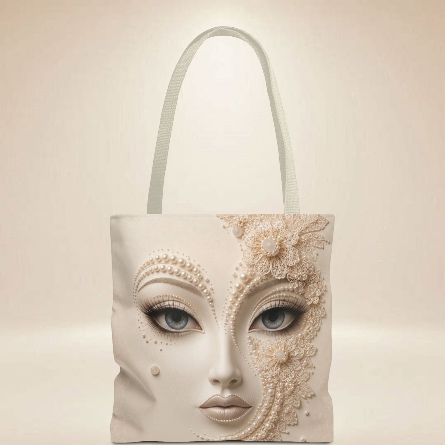 Pearl Lace Tote Bag | Double-Sided Face and Corset Design