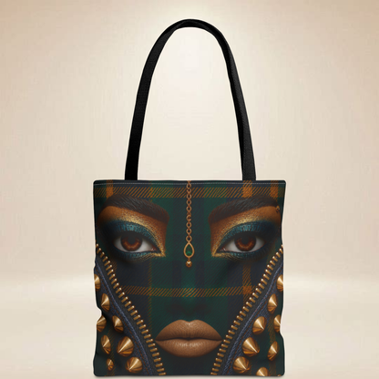 Plaid Face Tote Bag | Double-Sided Charm Design