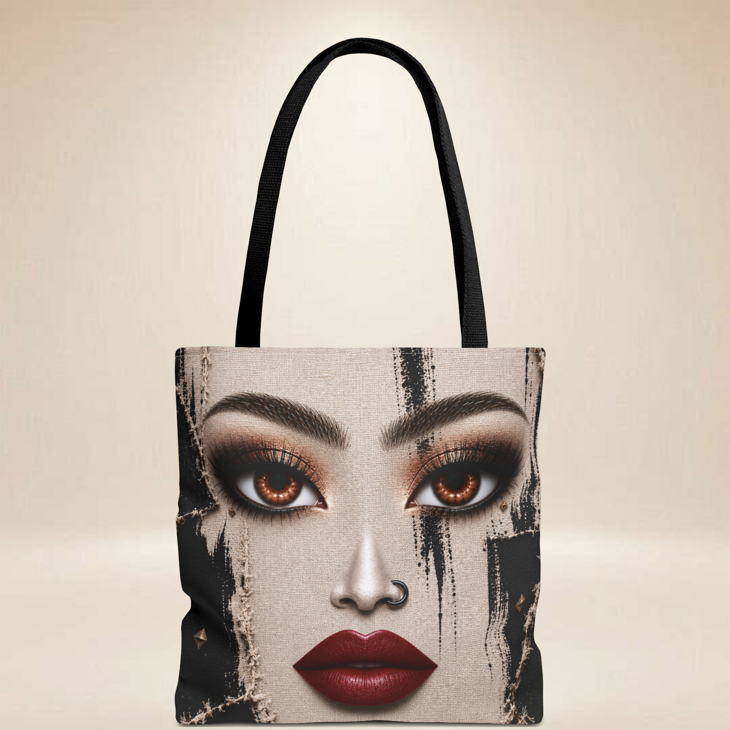 Rock N' Roll Face Tote Bag | Double-Sided Rock Art Tote