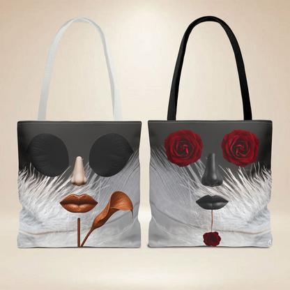 Rose & Calla Lily Face Tote Bag | Double-Sided Floral Art Tote