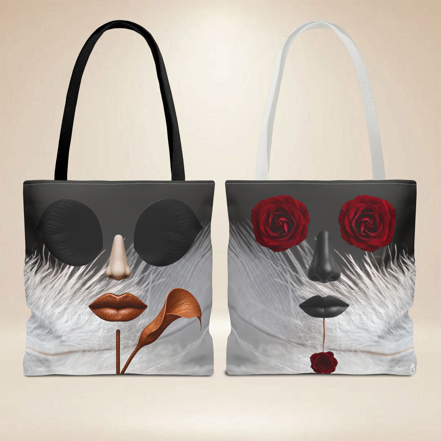 Rose & Calla Lily Face Tote Bag | Double-Sided Floral Art Tote