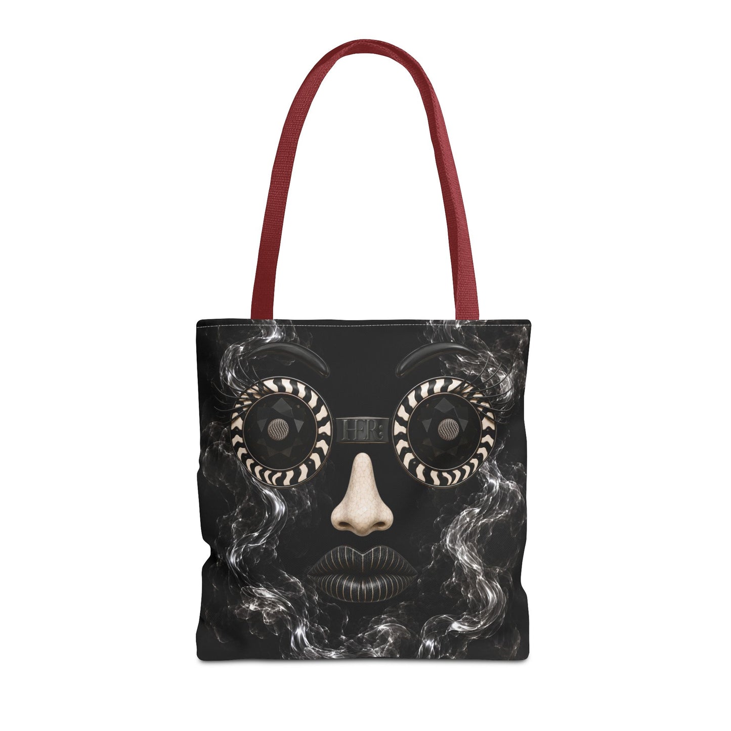 Smoke & Diamonds Face Tote Bag | Double-Sided Art Tote
