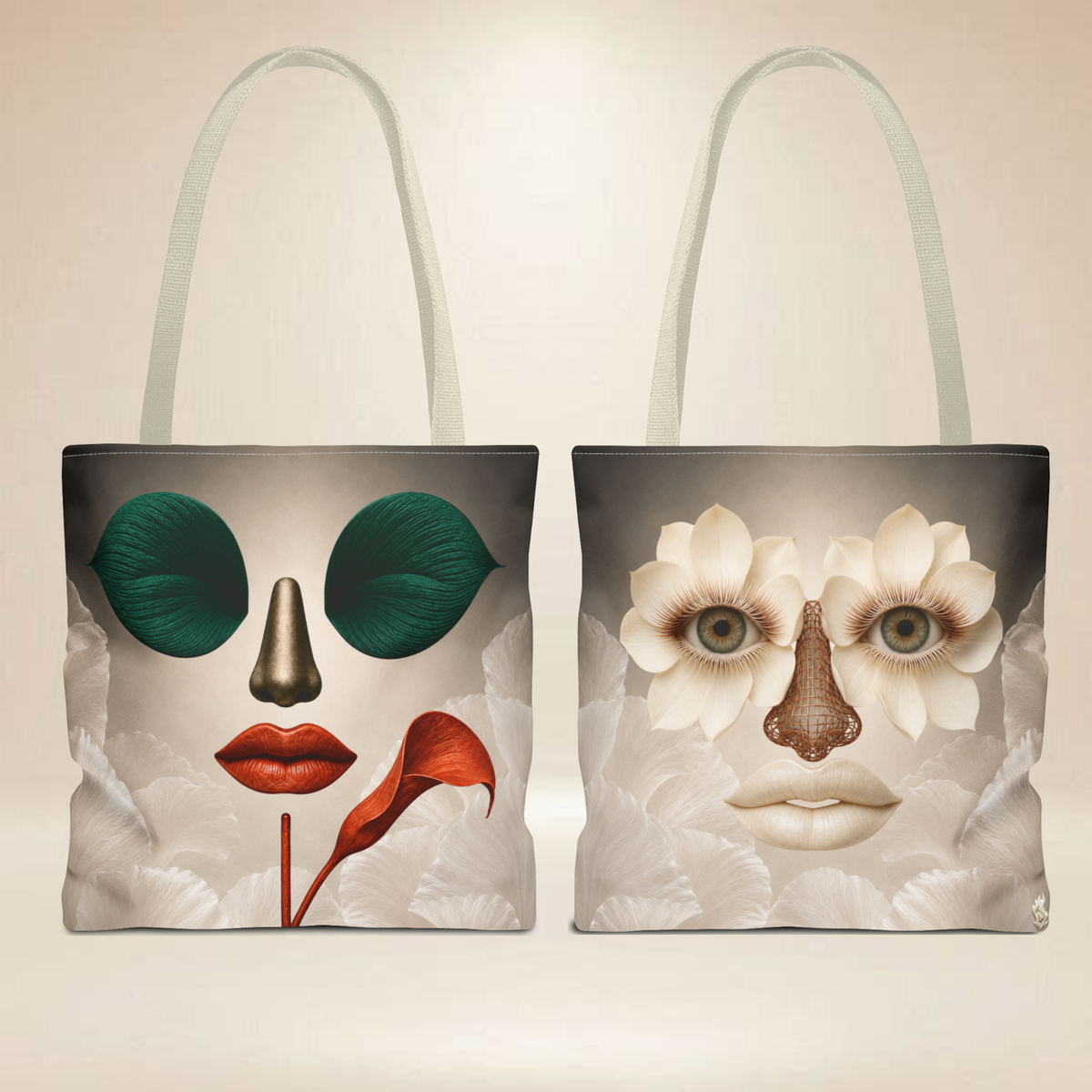 Calla Lily Face Tote Bag | Double-Sided Floral Art Tote